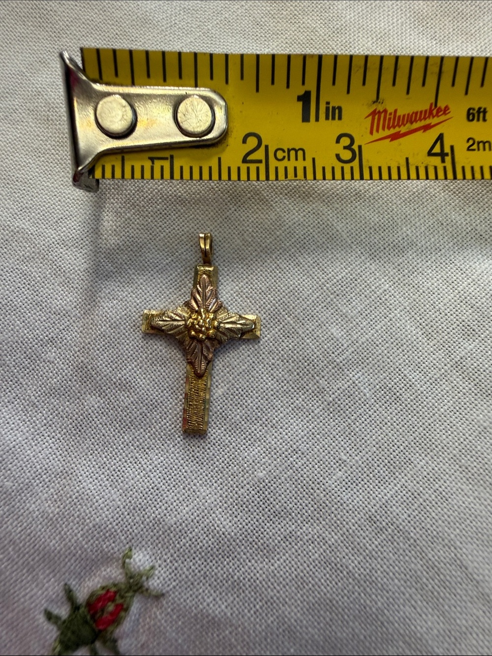 10k solid gold Floral Cross Charm